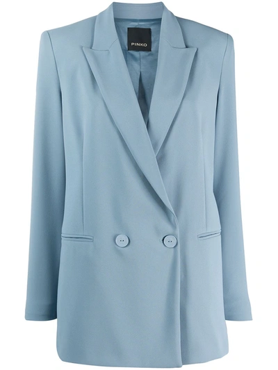 Pinko Tailored Double-breasted Blazer In Light Blue