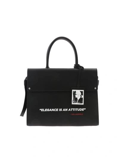 Karl Lagerfeld Karl Legend Ikon Handbag In Black