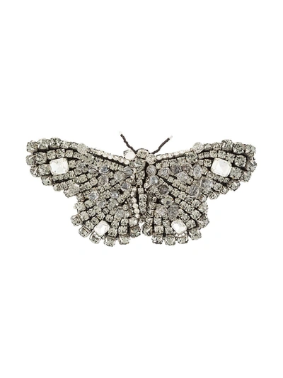 Rochas Butterfly Brooch In Anthracite And Silver Color