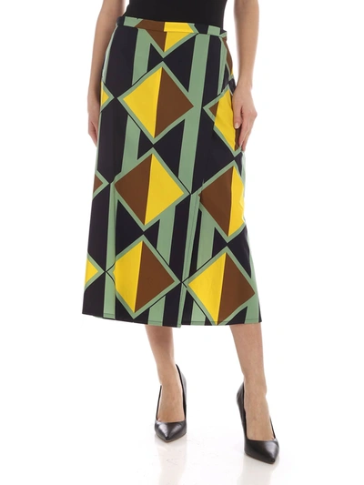 Aspesi Geometric Pattern Multicolor Midi Skirt