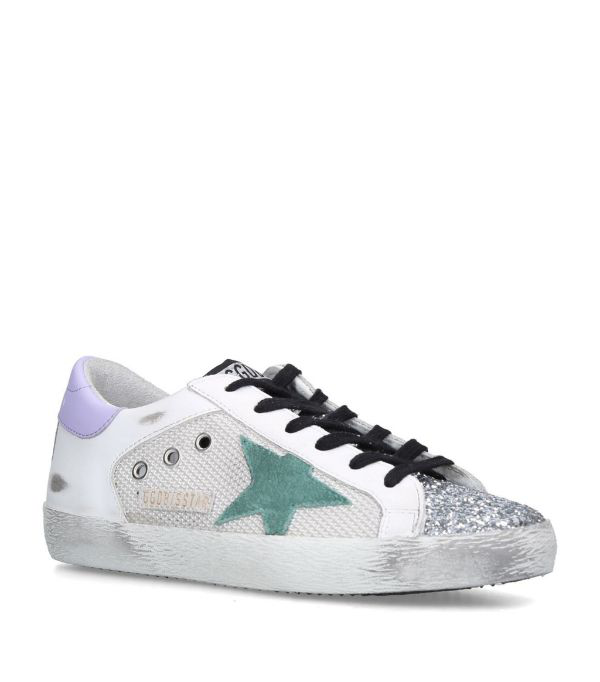 Golden Goose Superstar Sneakers With Silver Glitter Detail | ModeSens