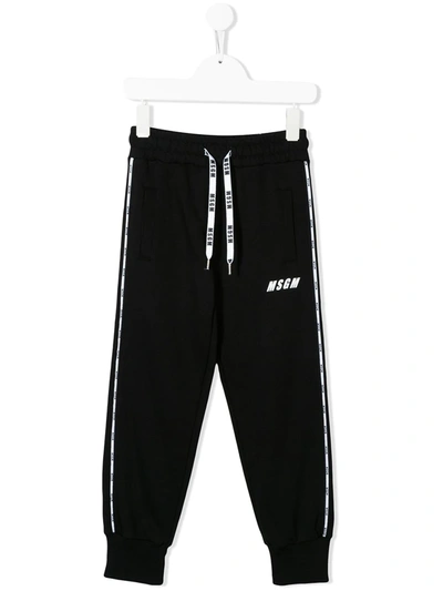 Msgm Kids' Branded Bands Trousers In Black