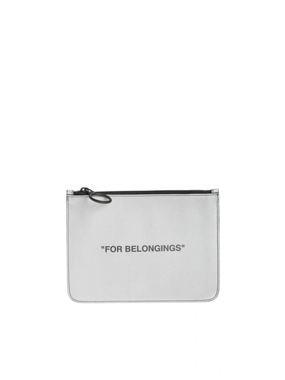 Off-white Quote Pouche In Silver Color