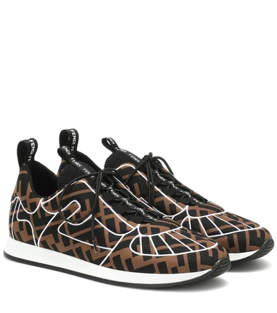 Fendi Ffreedom Logo Embroidered Sneaker In Brown & Black