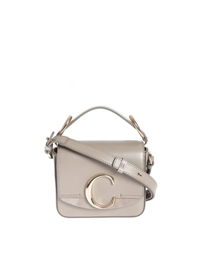 Chloé C Bag In Motty Grey In Beige