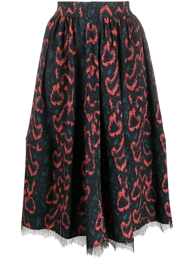 Calvin Klein Reptile Print Skirt In Red Green And Black