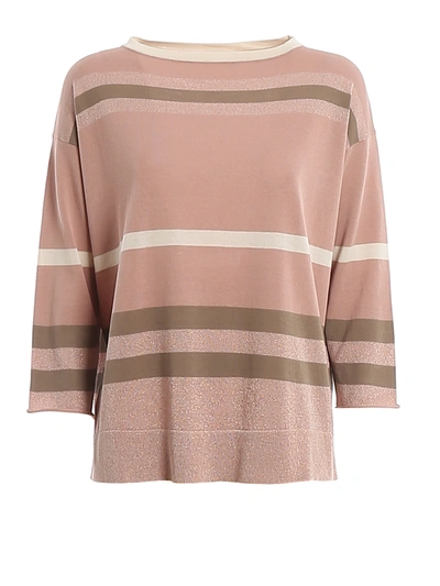 Fabiana Filippi Lamè Details Striped Sweater In Antique Pink