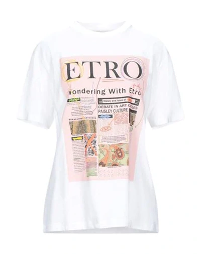 Etro T-shirt Newspaper Pink/white