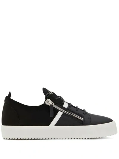 Giuseppe Zanotti Frankie Sneakers In Black Suede And Leather