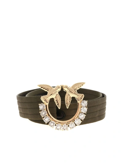 Pinko Wilde Jewel Belt In Army Green