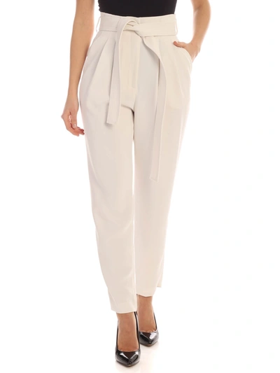 P.a.r.o.s.h Ivory Cady Trousers With Belt In White