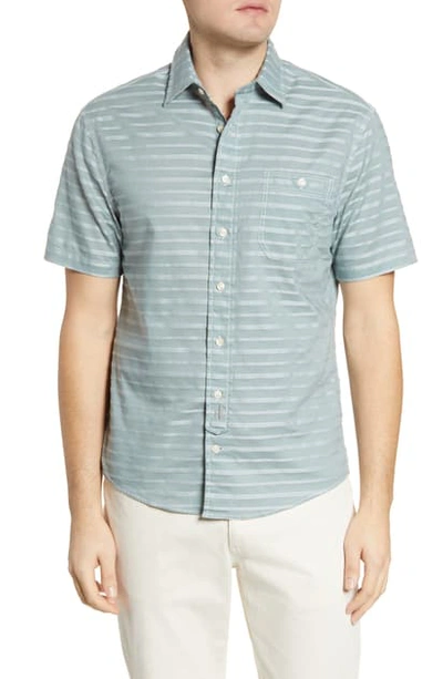 Johnnie-o Raleigh Hangin' Out Stripe Short Sleeve Button-down Shirt In Avocado