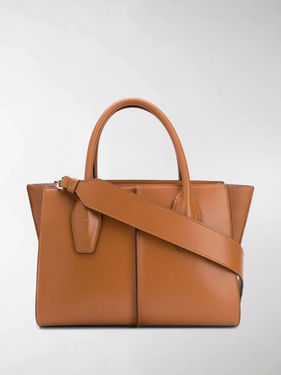 Tod's Lee Small Smooth Leather Tote In Brown