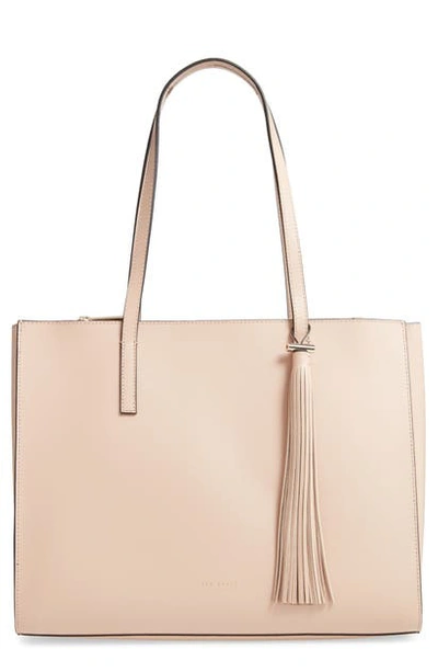 Ted Baker Lilaah Tassel Leather Shopper In Taupe