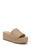 Lucky Brand Befanni Platform Slide Sandal In Dove/ Natural Fabric
