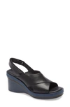 Camper Kyra Wedge Sandal In Black Leather