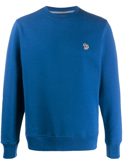 Ps By Paul Smith Zebra Logo Crew Neck Sweat In Blue