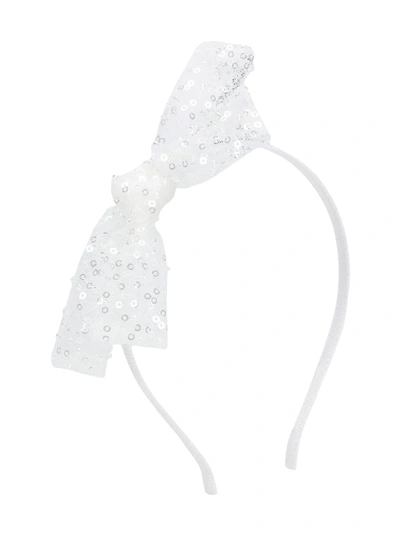 Simonetta Kids' Sequin Embellished Bow Hairband In White