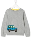 Paul Smith Junior Kids' Truck Intarsia Knit Jumper In Grey