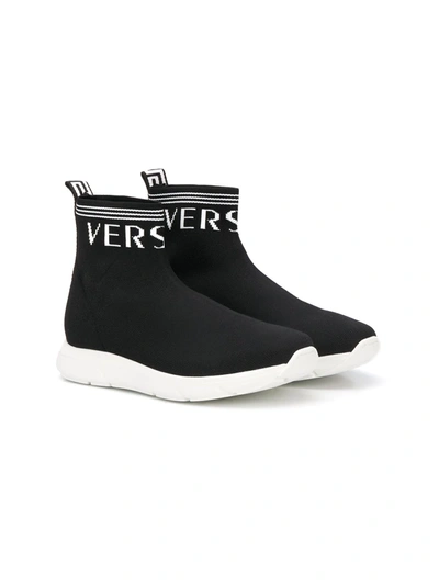 Young Versace Teen High-top Trainers In Black