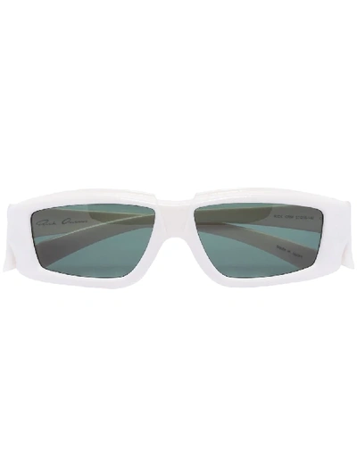 Rick Owens Rectangular-frame Tinted Sunglasses In 白色