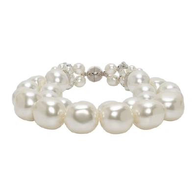 Simone Rocha Layered Silver-tone Pearl Bracelet In Pearl/cryst