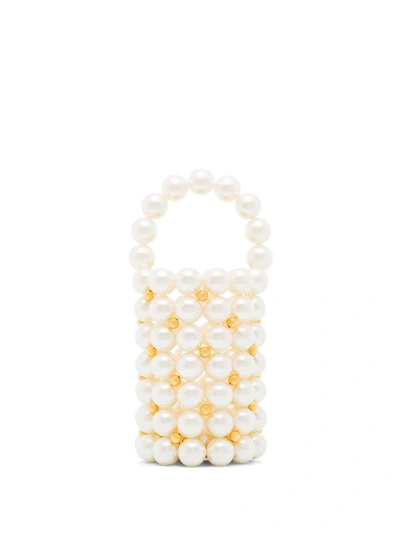 Vanina Inflorescence The Pearl Comino Top Handle Bag In White
