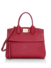 Ferragamo Women's Medium Studio Leather Top Handle Bag In Carmine