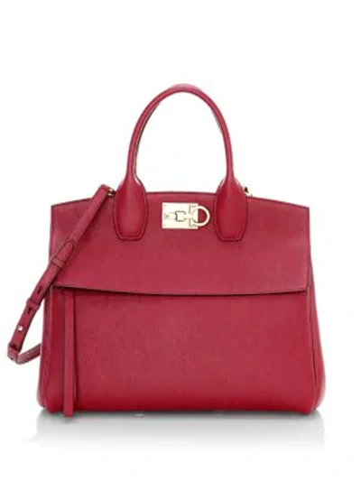 Ferragamo Women's Medium Studio Leather Top Handle Bag In Carmine