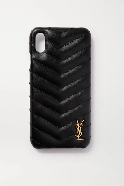 Saint Laurent 带缀饰绗缝皮革 Iphone X/xs 保护壳 In Black