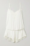 Eberjey Naya Lace-trimmed Stretch-modal Playsuit In Ivory