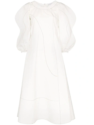 Rejina Pyo Aida Off-the-shoulder Paneled Cotton-blend Poplin Midi Dress In Ivory