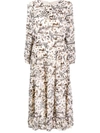 Saloni Isabel Printed Silk-georgette Midi Dress In Beige