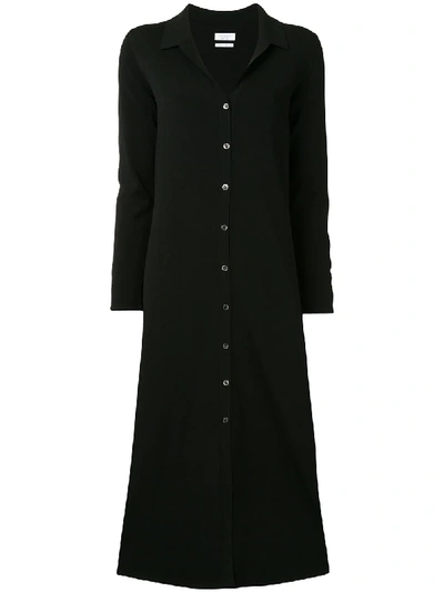 Deveaux Nye Stretch-knit Midi Shirt Dress In Black