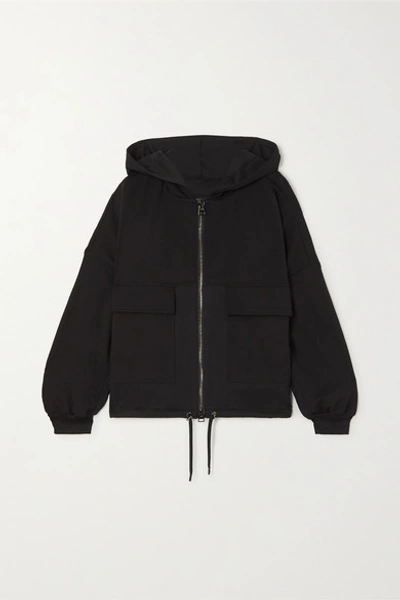 Tom Ford Hooded Paneled Jersey, Satin And Piqué Track Jacket In Black