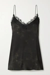 Anine Bing Belle Lace-trimmed Tie-dyed Silk-satin Camisole In Black