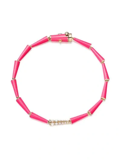 Melissa Kaye Lola 18-karat Rose Gold, Diamond And Enamel Bracelet In Pink