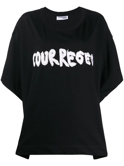 Courrèges Appliqué Logo Boxy T-shirt In Black