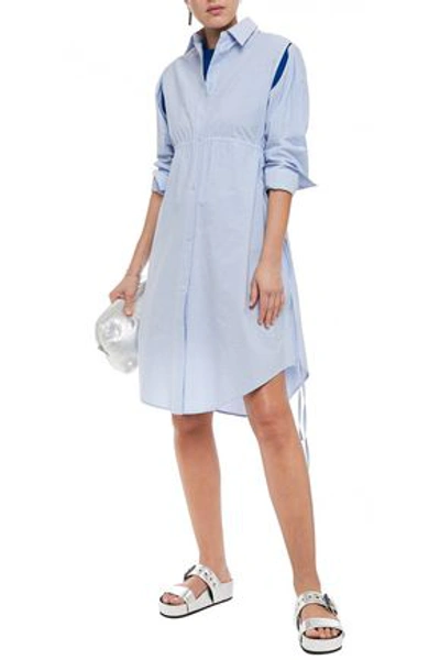 Mm6 Maison Margiela Cutout Striped Cotton-poplin Shirt In Light Blue