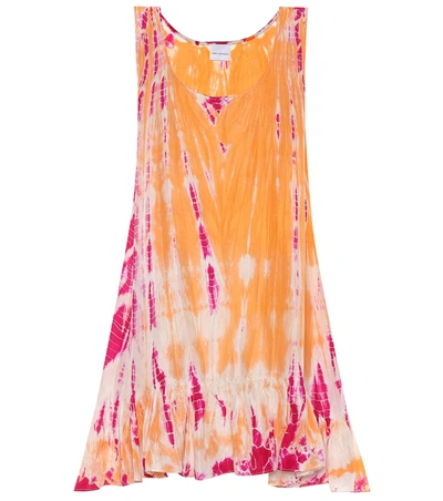 Anna Kosturova Tie-dye Silk Minidress In Orange