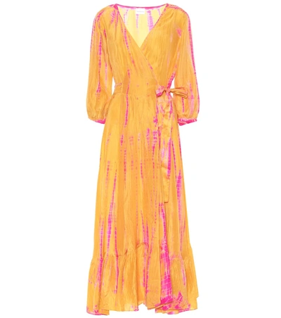 Anna Kosturova Tie-dye Silk Midi Dress In Orange