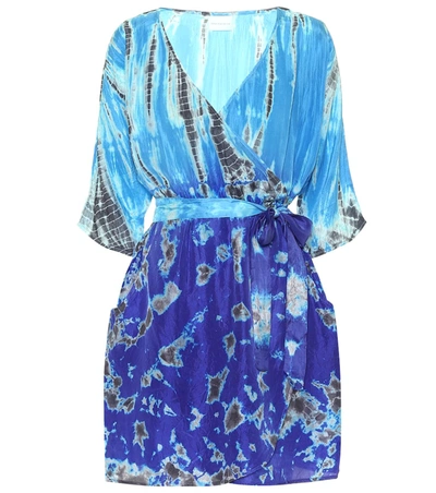 Anna Kosturova Tie-dye Silk Minidress In Blue