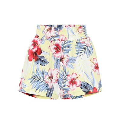 Les Rêveries Floral Cotton Shorts In Yellow