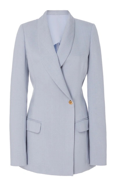 Brandon Maxwell Longline Ponte Blazer In Blue