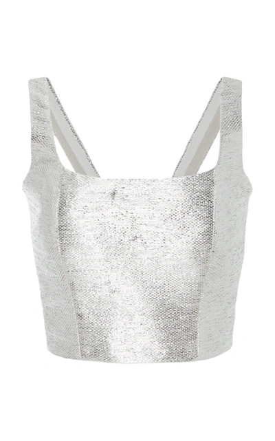 Brandon Maxwell Metallic Cotton-blend Bustier Top