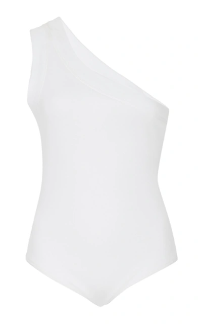 Brandon Maxwell One Shoulder Cotton-blend Bodysuit In White