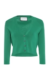 Alexis Petal Ribbed-knit Cropped Top In Green