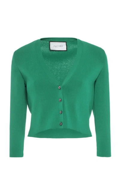 Alexis Petal Ribbed-knit Cropped Top In Green