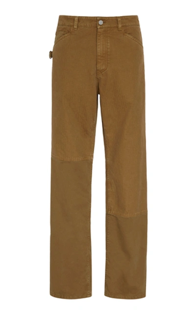 Oamc Cascade Patch Straight-leg Jeans In Brown