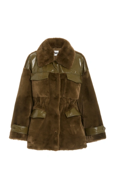 Apparis Lucile Faux Fur Utility Jacket In Green